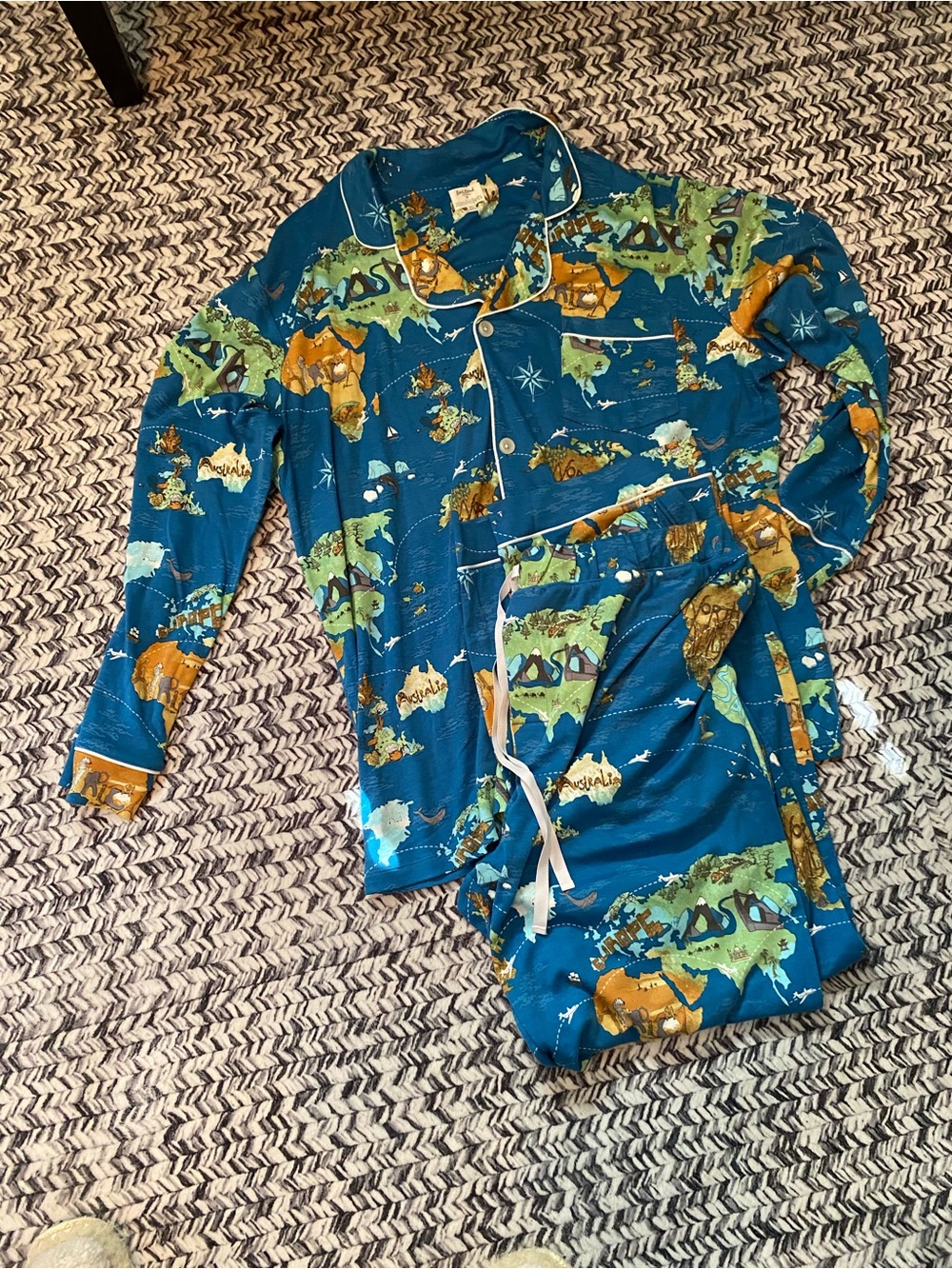 BedHead Mens XL Apollo Map-Print Pajama Set new no tag.
